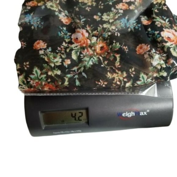 Loop18 Sheer Open Front Kimono Cardigan Top Womens Sz 21/23 Boho Black Floral - Picture 12 of 12